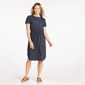 L.L. Bean Signature Gray Fabric Women's Signature Tencel Linen Blend Woven Dress